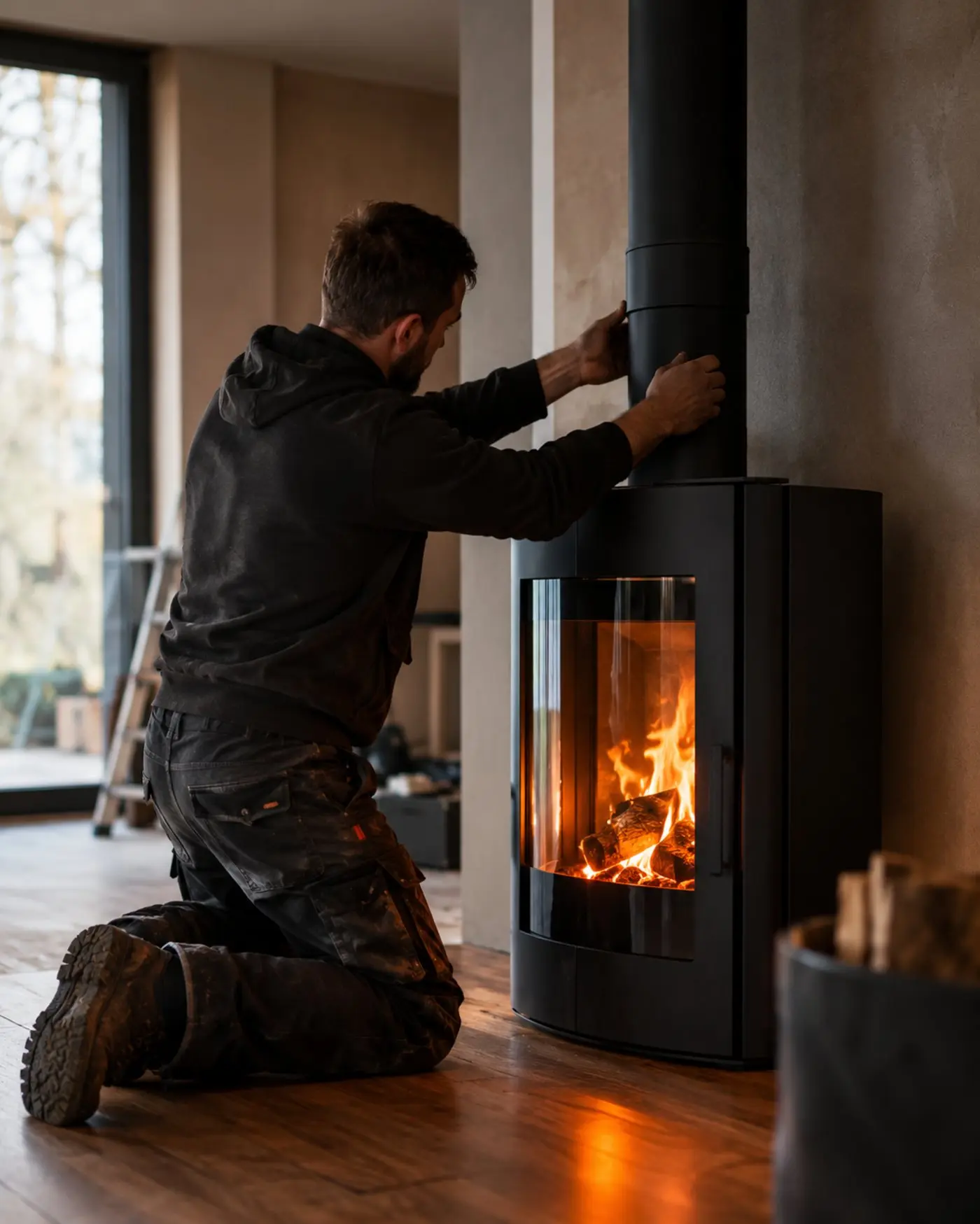 Installation d’un poêle à bois par nos équipes