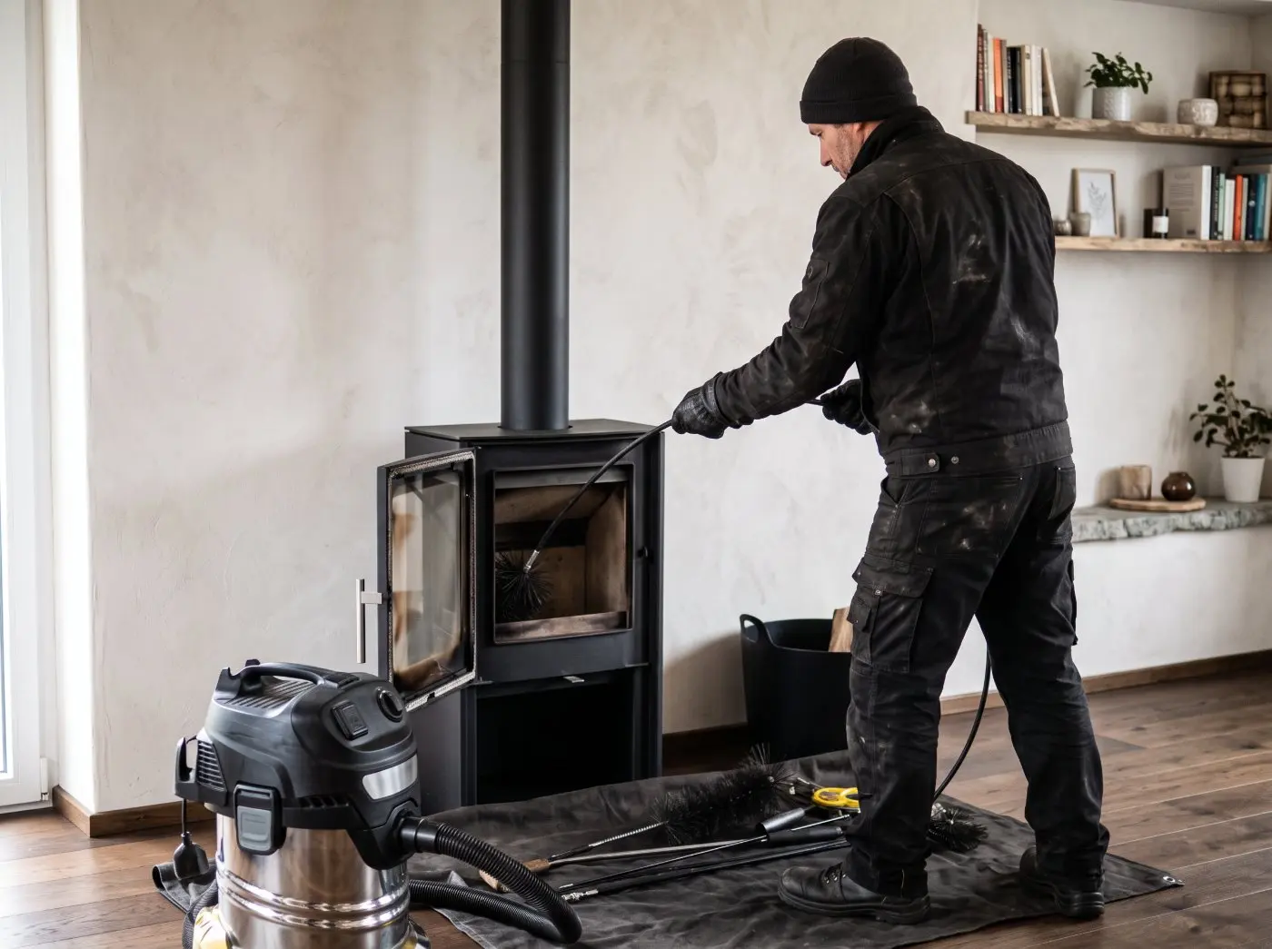 Ramonage d’un poêle à bois par nos techniciens